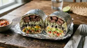 Burrito cut in half
