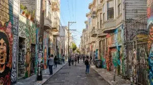 Murals in urban alley